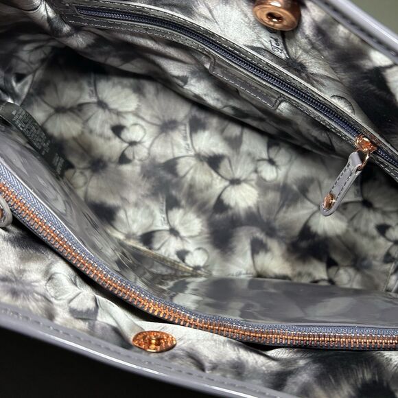 Ted Baker patent leather tote bag in dark gray with rose gold-toned hardware - Picture 6 of 9
